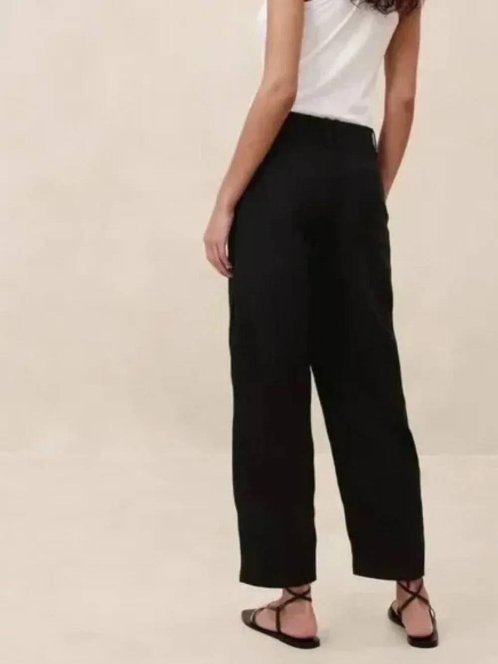 NWT Black sz 2 Banana Republic Mya Cotton Linen Cargo Pant Lightweight